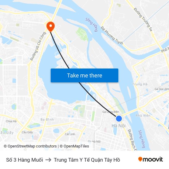 Số 3 Hàng Muối to Trung Tâm Y Tế Quận Tây Hồ map