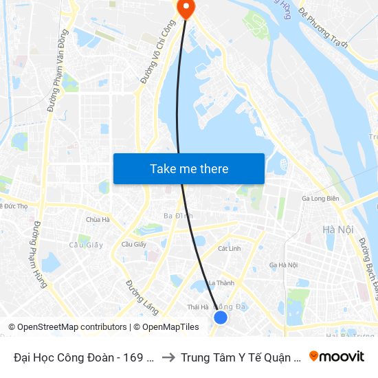 Đại Học Công Đoàn - 169 Tây Sơn to Trung Tâm Y Tế Quận Tây Hồ map