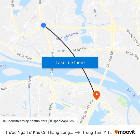 Trước Ngã Tư Khu Cn Thăng Long 100m (Chiều Nội Bài - Hà Nội) to Trung Tâm Y Tế Quận Tây Hồ map