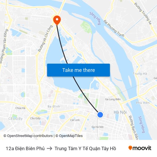 12a Điện Biên Phủ to Trung Tâm Y Tế Quận Tây Hồ map