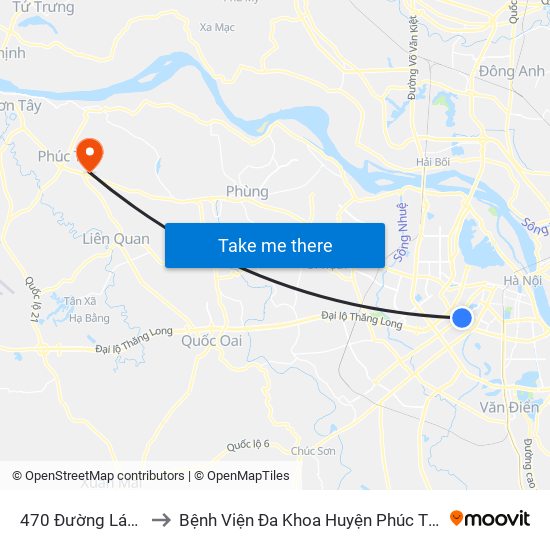 470 Đường Láng to Bệnh Viện Đa Khoa Huyện Phúc Thọ map