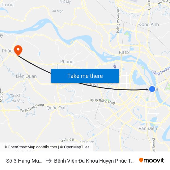 Số 3 Hàng Muối to Bệnh Viện Đa Khoa Huyện Phúc Thọ map