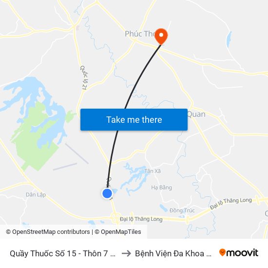 Quầy Thuốc Số 15 - Thôn 7 Xã Thạch Hòa - Ql21 to Bệnh Viện Đa Khoa Huyện Phúc Thọ map