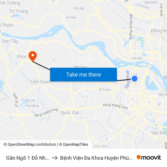 Gần Ngõ 1 Đỗ Nhuận to Bệnh Viện Đa Khoa Huyện Phúc Thọ map