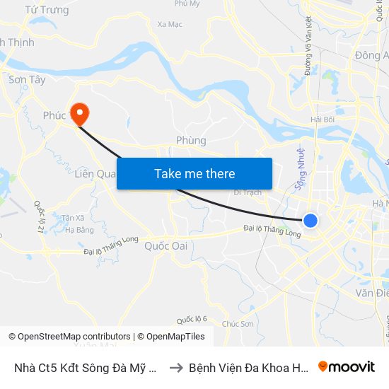 Nhà Ct5 Kđt Sông Đà Mỹ Đình - Phạm Hùng to Bệnh Viện Đa Khoa Huyện Phúc Thọ map