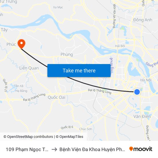 109 Phạm Ngọc Thạch to Bệnh Viện Đa Khoa Huyện Phúc Thọ map