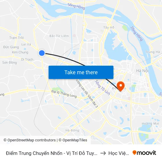 Điểm Trung Chuyển Nhổn - Vị Trí Đỗ Tuyến 20, 29, 32 (Chiều Sơn Tây - Hà Nội)- Đường 32 to Học Viện Ngân Hàng map