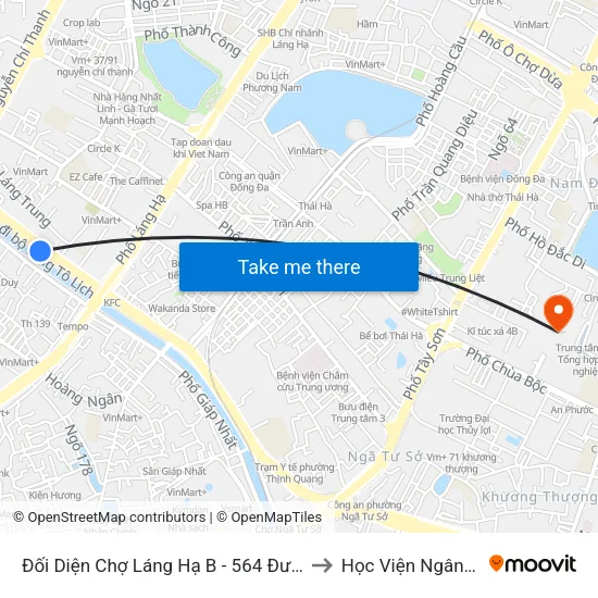 Đối Diện Chợ Láng Hạ B - 564 Đường Láng to Học Viện Ngân Hàng map