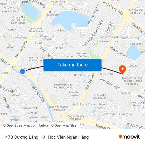 470 Đường Láng to Học Viện Ngân Hàng map