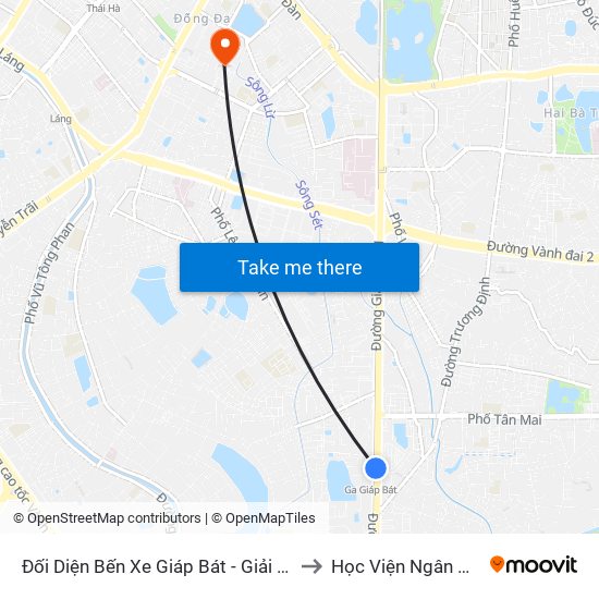 Đối Diện Bến Xe Giáp Bát - Giải Phóng to Học Viện Ngân Hàng map