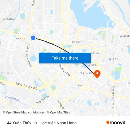 144 Xuân Thủy to Học Viện Ngân Hàng map
