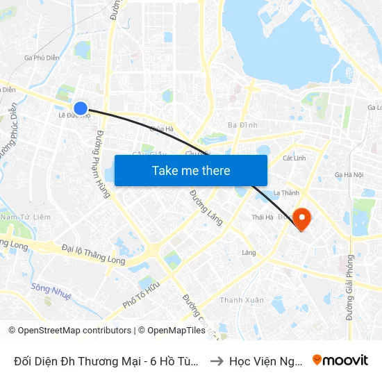 Đối Diện Đh Thương Mại - 6 Hồ Tùng Mậu (Cột Sau) to Học Viện Ngân Hàng map