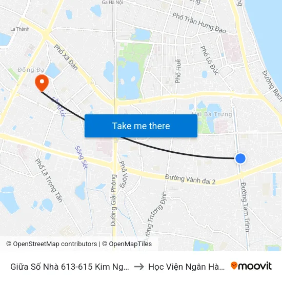 Giữa Số Nhà 613-615 Kim Ngưu to Học Viện Ngân Hàng map