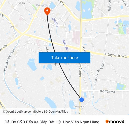 Dải Đỗ Số 3 Bến Xe Giáp Bát to Học Viện Ngân Hàng map