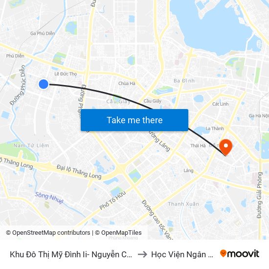 Khu Đô Thị Mỹ Đình Ii- Nguyễn Cơ Thạch to Học Viện Ngân Hàng map