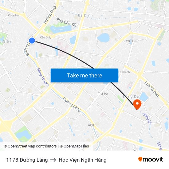 1178 Đường Láng to Học Viện Ngân Hàng map