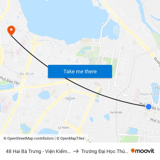 48 Hai Bà Trưng - Viện Kiểm Nghiệm Thuốc Trung Ương to Trường Đại Học Thủ Đô Hà Nội (Cơ Sở 3) map