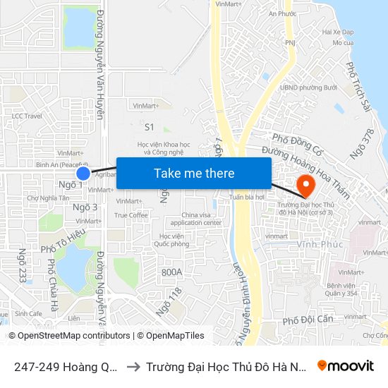 247-249 Hoàng Quốc Việt to Trường Đại Học Thủ Đô Hà Nội (Cơ Sở 3) map