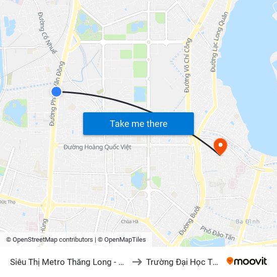 Siêu Thị Metro Thăng Long - Đối Diện Ngõ 599 Phạm Văn Đồng to Trường Đại Học Thủ Đô Hà Nội (Cơ Sở 3) map