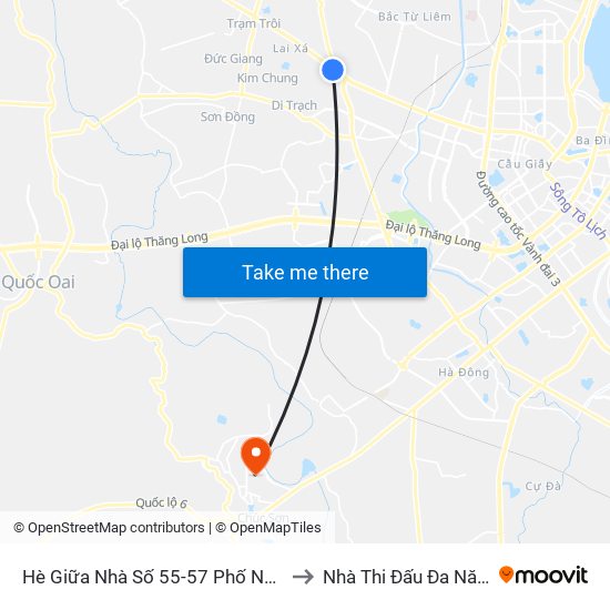 Hè Giữa Nhà Số 55-57 Phố Nhổn to Nhà Thi Đấu Đa Năng map