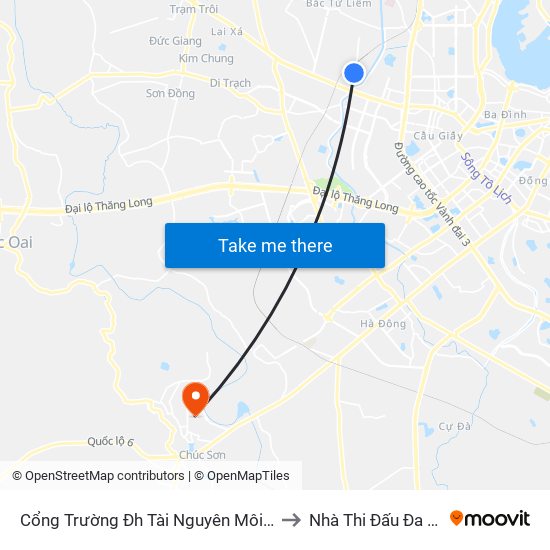 Cổng Trường Đh Tài Nguyên Môi Trường to Nhà Thi Đấu Đa Năng map