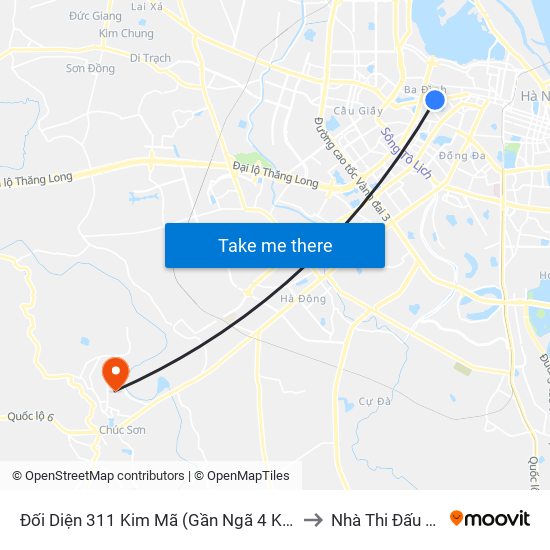 Đối Diện 311 Kim Mã (Gần Ngã 4 Kim Mã - Vạn Bảo) to Nhà Thi Đấu Đa Năng map