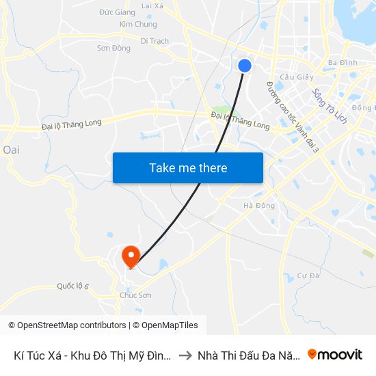 Kí Túc Xá - Khu Đô Thị Mỹ Đình II to Nhà Thi Đấu Đa Năng map