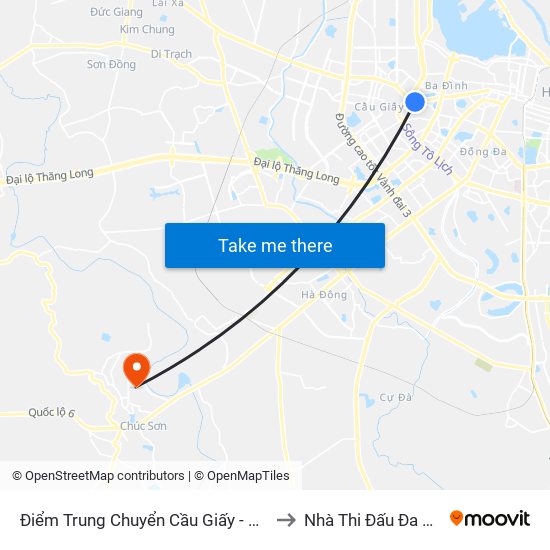 Điểm Trung Chuyển Cầu Giấy - Gtvt 02 to Nhà Thi Đấu Đa Năng map