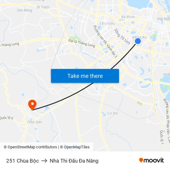 251 Chùa Bộc to Nhà Thi Đấu Đa Năng map