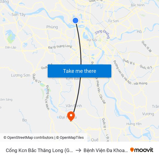 Cổng Kcn Bắc Thăng Long (Gần Cầu Vượt Bộ Hành) to Bệnh Viện Đa Khoa Huyện Mỹ Đức map