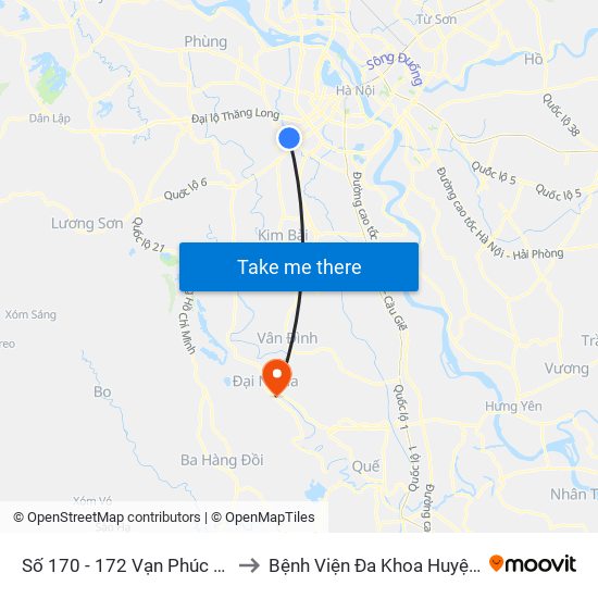 Số 170 - 172 Vạn Phúc - Hà Đông to Bệnh Viện Đa Khoa Huyện Mỹ Đức map