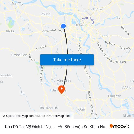 Khu Đô Thị Mỹ Đình Ii- Nguyễn Cơ Thạch to Bệnh Viện Đa Khoa Huyện Mỹ Đức map