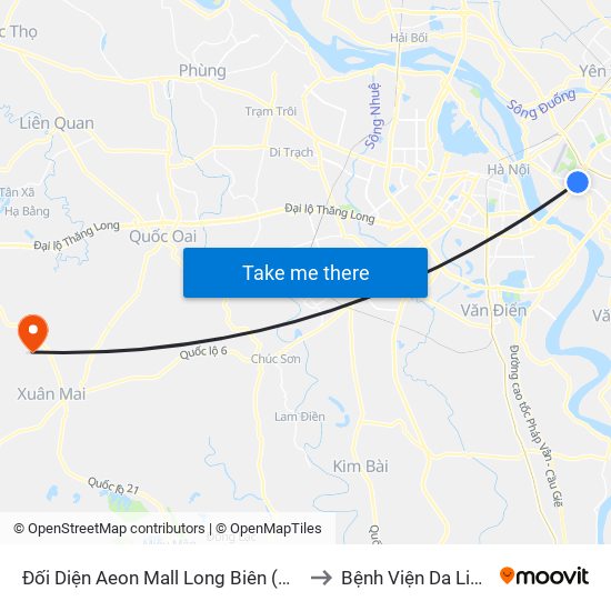 Đối Diện Aeon Mall Long Biên (Cột Điện T4a/2a-B Đường Cổ Linh) to Bệnh Viện Da Liễu Hà Nội (Cơ Sở 3) map