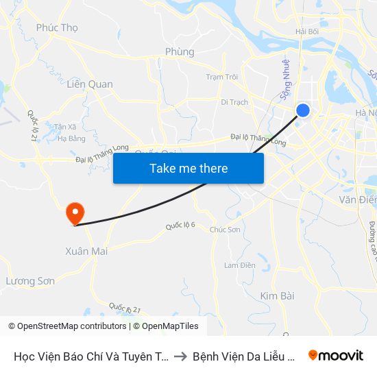 Học Viện Báo Chí Và Tuyên Truyền - 36 Xuân Thủy to Bệnh Viện Da Liễu Hà Nội (Cơ Sở 3) map