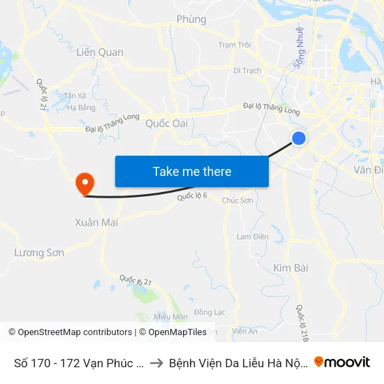 Số 170 - 172 Vạn Phúc - Hà Đông to Bệnh Viện Da Liễu Hà Nội (Cơ Sở 3) map