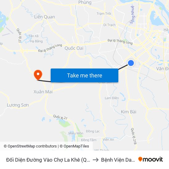 Đối Diện Đường Vào Chợ La Khê (Qua Ga Metro La Khê) - 405 Quang Trung (Hà Đông) to Bệnh Viện Da Liễu Hà Nội (Cơ Sở 3) map
