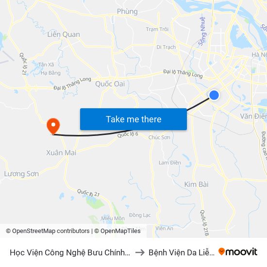 Học Viện Công Nghệ Bưu Chính Viễn Thông - Trần Phú (Hà Đông) to Bệnh Viện Da Liễu Hà Nội (Cơ Sở 3) map