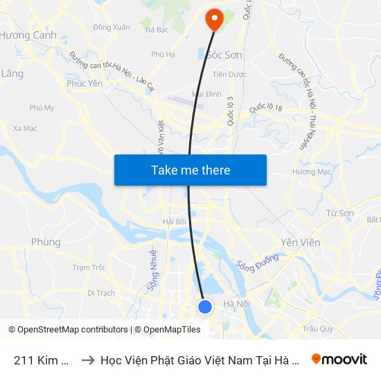 211 Kim Mã to Học Viện Phật Giáo Việt Nam Tại Hà Nội map