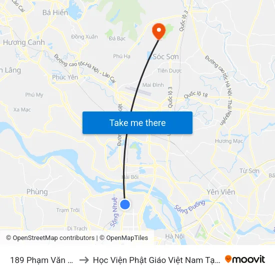 189 Phạm Văn Đồng to Học Viện Phật Giáo Việt Nam Tại Hà Nội map