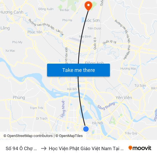 Số 94 Ô Chợ Dừa to Học Viện Phật Giáo Việt Nam Tại Hà Nội map