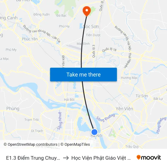 E1.3 Điểm Trung Chuyển Long Biên to Học Viện Phật Giáo Việt Nam Tại Hà Nội map