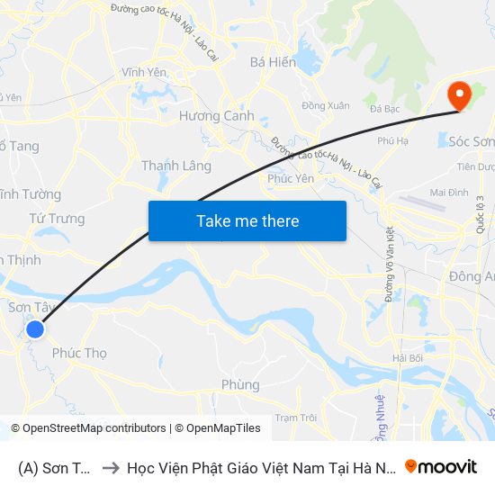 (A) Sơn Tây to Học Viện Phật Giáo Việt Nam Tại Hà Nội map