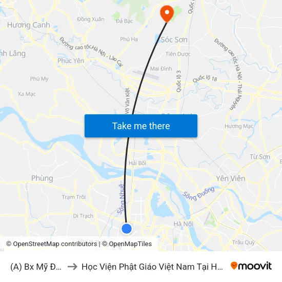 (A) Bx Mỹ Đình to Học Viện Phật Giáo Việt Nam Tại Hà Nội map