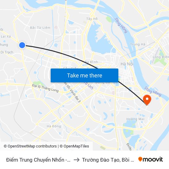 Điểm Trung Chuyển Nhổn - Trường Đại Học Công Nghiệp Hà Nội - Đường 32 to Trường Đào Tạo, Bồi Dưỡng Cán Bộ Công Thương Trung Ương map