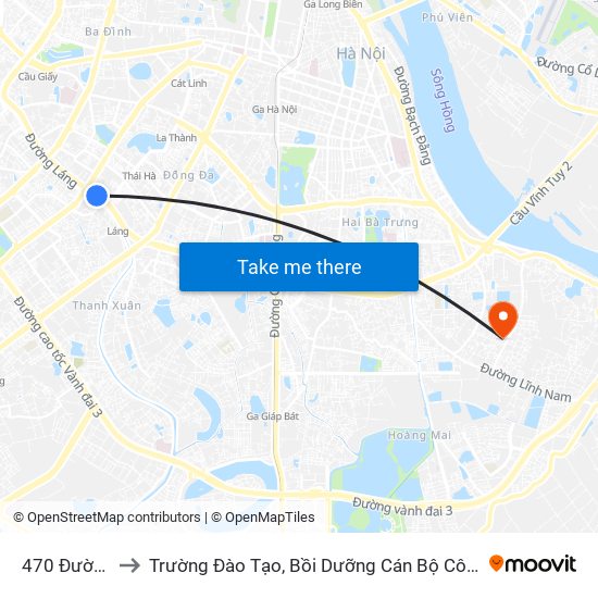 470 Đường Láng to Trường Đào Tạo, Bồi Dưỡng Cán Bộ Công Thương Trung Ương map