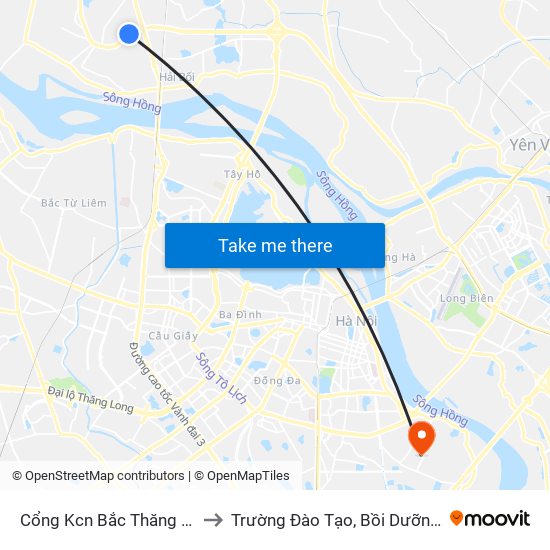 Cổng Kcn Bắc Thăng Long (Gần Cầu Vượt Bộ Hành) to Trường Đào Tạo, Bồi Dưỡng Cán Bộ Công Thương Trung Ương map