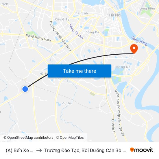 (A) Bến Xe Yên Nghĩa to Trường Đào Tạo, Bồi Dưỡng Cán Bộ Công Thương Trung Ương map