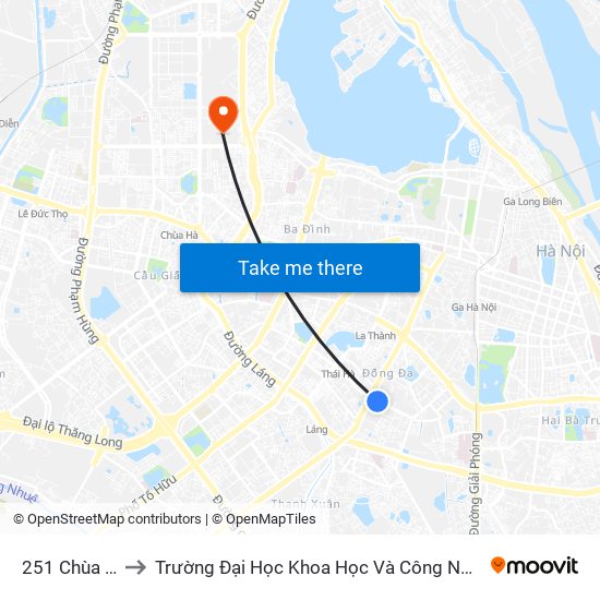 251 Chùa Bộc to Trường Đại Học Khoa Học Và Công Nghệ Hà Nội map