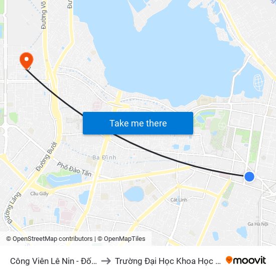 Công Viên Lê Nin - Đối Diện 35 Trần Phú to Trường Đại Học Khoa Học Và Công Nghệ Hà Nội map