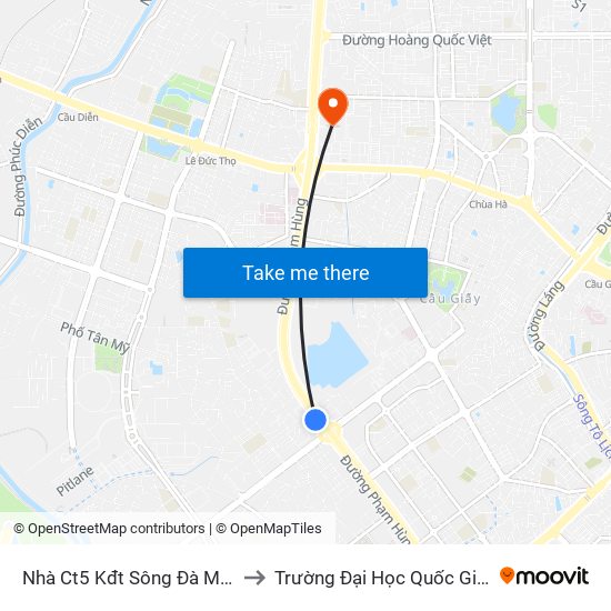 Nhà Ct5 Kđt Sông Đà Mỹ Đình - Phạm Hùng to Trường Đại Học Quốc Gia Hà Nội (Cầu Giấy) map